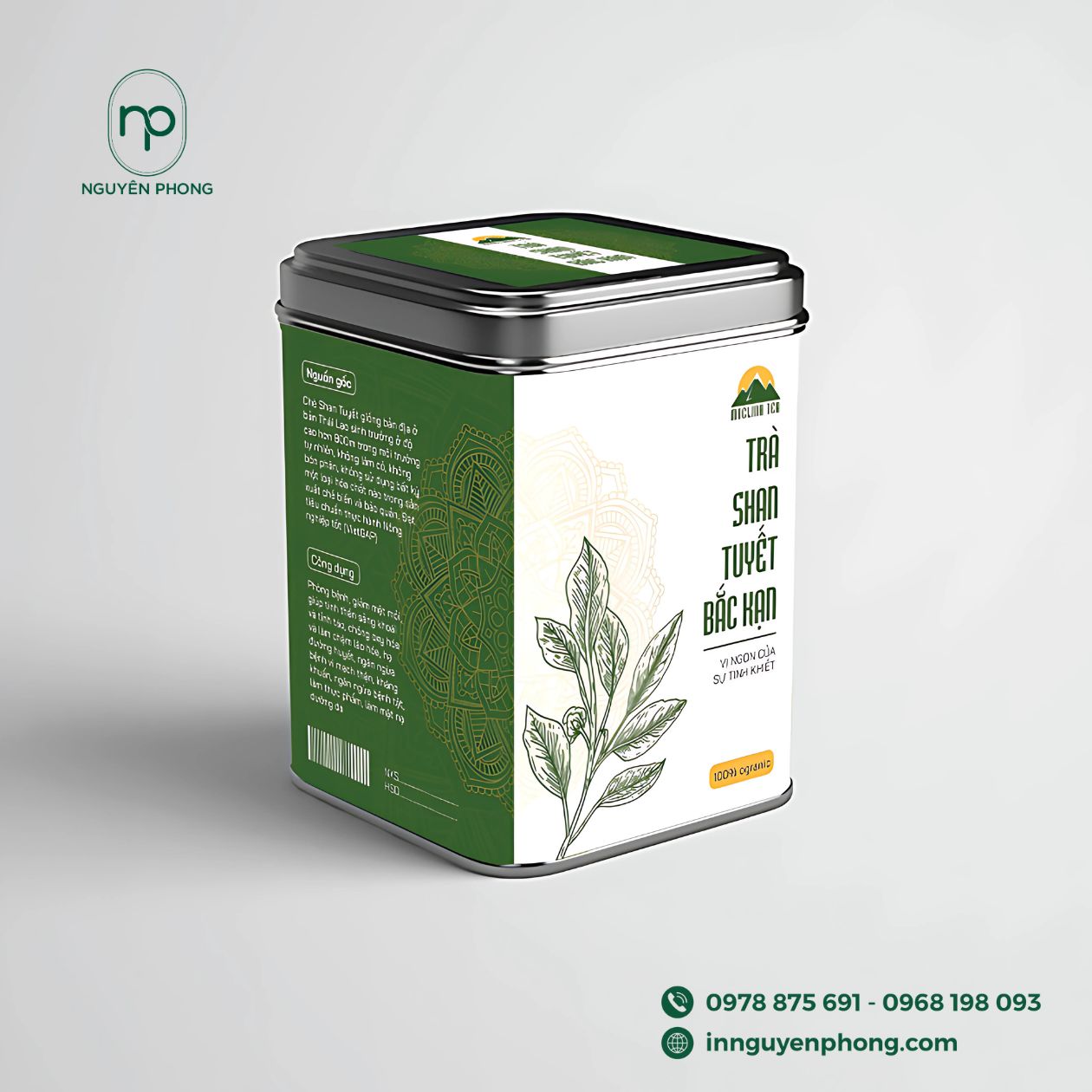 Mẫu logo chè in trên tem dán hộp 